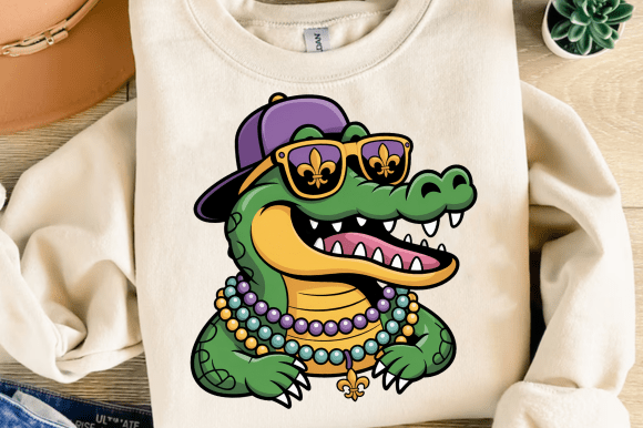 Creative Mardi Gras Alligator PNG Designs