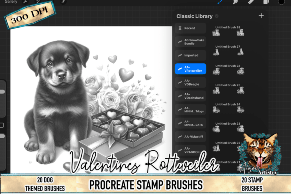 Evaluating the Rottweiler Valentine Procreate Stamp Brush Set for Digital Creators