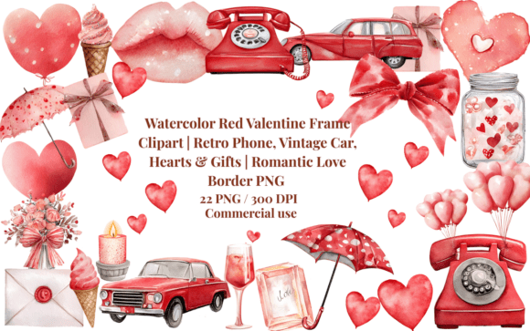 Evaluating the Watercolor Red Valentine Frame Clipart for Professional Design Projects