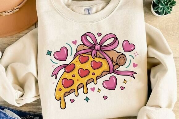 Funny Pizza Valentine PNG and Preppy Pizza: A Modern Design Asset for Creators