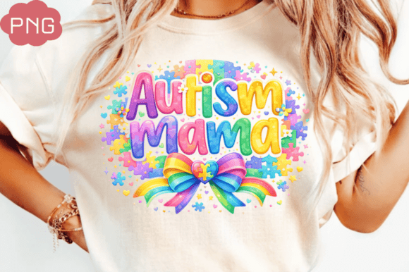 Hand Painted Autism Mama Bow Design