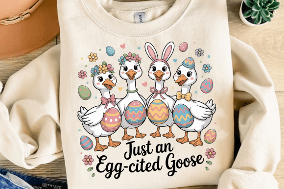 Just an Egg-cited Goose PNG for Easter